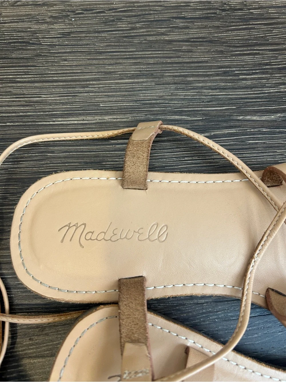 Madewell Boardwalk Lace-Up Sandals Women’s Nude Beige Leather Size 7.5
